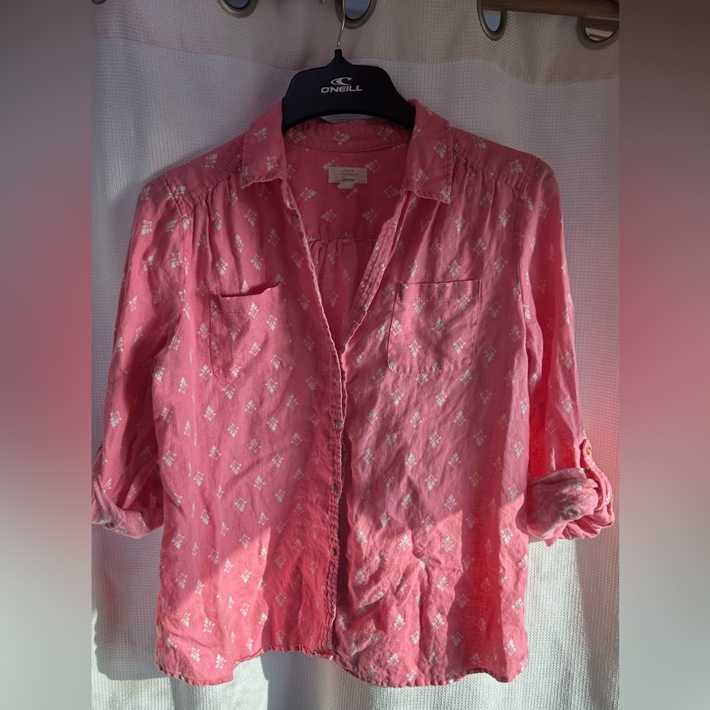 Charter Club Pink 100% Linen Shirt